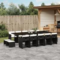 15-delige Tuinset met kussens poly rattan zwart - thumbnail