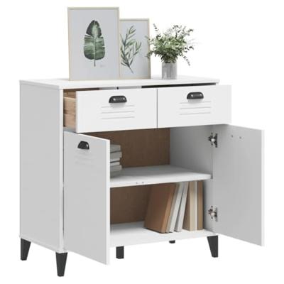 Dressoir VIKEN 80x40x80 cm bewerkt hout wit