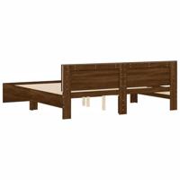 Bedframe met hoofdeinde en LED bruin eikenkleur 200x200 cm - thumbnail