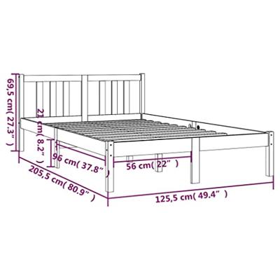 Bedframe massief hout grijs 120x200 cm Bedframe massief hout grijs 120x200 cm