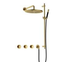 Hotbath Cobber X - CX7067 - Inbouw Regendoucheset - Geborsteld Messing PVD - 2 Stopkranen - Thermostatisch - Wandarm 40 cm - Hoofddouche 300 mm - Staafhanddouche - Glijstang 900 mm - met M106 - Waterbesparend - thumbnail