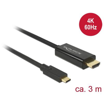 Delock 85292 USB-C-displaykabel USB-C / HDMI Adapterkabel USB-C stekker, HDMI-A-stekker 3.00 m Zwart Vergulde steekcontacten