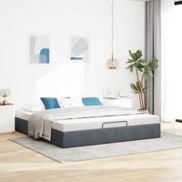 Ottoman bedframe zonder matras 200x200 cm fluweel donkergrijs - thumbnail