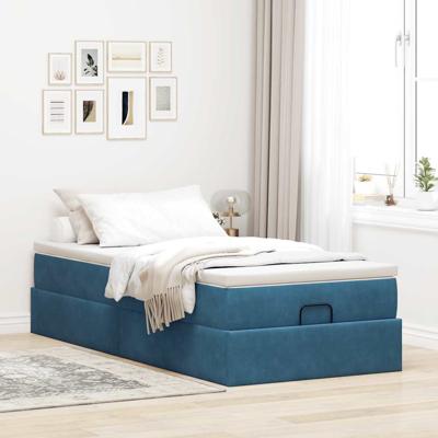 Ottoman bed met matras 120x200cm fluweel donkerblauw
