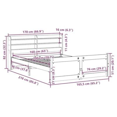 Bedframe met hoofdbord massief grenenhout 160x200 cm