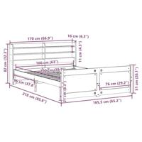 Bedframe met hoofdbord massief grenenhout 160x200 cm - thumbnail
