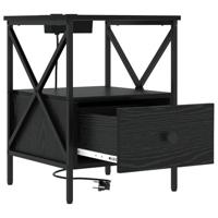 Nachtkastje Zwart eiken 41,5 x 40,5 x 55 cm Bewerkt hout - thumbnail