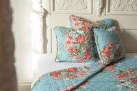 Clayre & Eef Bedsprei 140x220 cm Blauw Roze Katoen Polyester - thumbnail