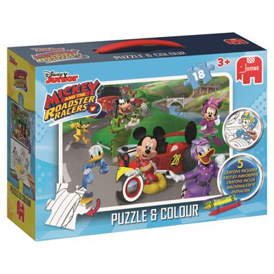 Jumbo legpuzzel/kleurplaat Disney Mickey Mouse 18 stukjes