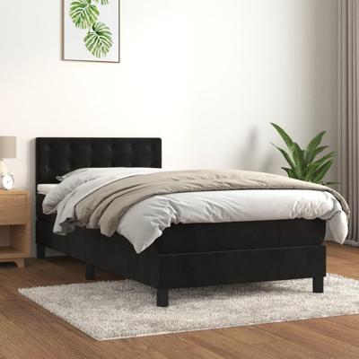 Boxspring met matras fluweel zwart 90x190 cm
