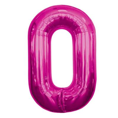 Magenta Folieballon Cijfer 0 - 86 cm