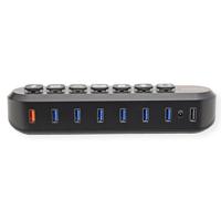 ROLINE USB 3.2 Gen 1 hub, 7-voudig, verwisselbare toetsen, type A-aansluitkabel - thumbnail