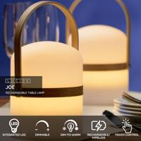 Lucide JOE - Oplaadbare Tafellamp Binnen/Buiten - Accu/Batterij - Ø 14,5 cm - LED Dimb. - 1x3W 3000K - IP44 - Wit - thumbnail