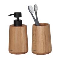 Badkamerset - Zeepdispenser 150 ml/Tandenborstelbeker Sealskin Earth Eiken - thumbnail