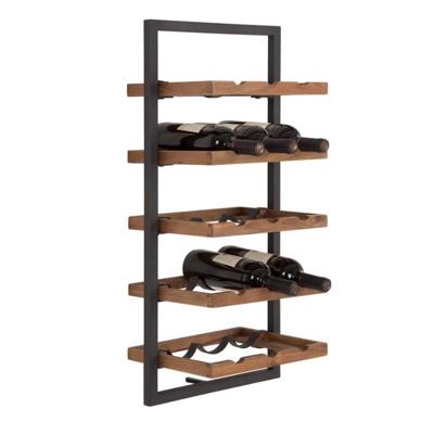 Wandplank Winemate E (15 flessen) | Hout Metaal | Teak | Lichtbruin Zwart Wandplank Winemate E (15 flessen) | Hout Metaal | Teak | Lichtbruin Zwart