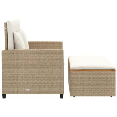 Tuinbank 2-zits met kussens poly rattan en acaciahout beige Tuinbank 2-zits met kussens poly rattan en acaciahout beige