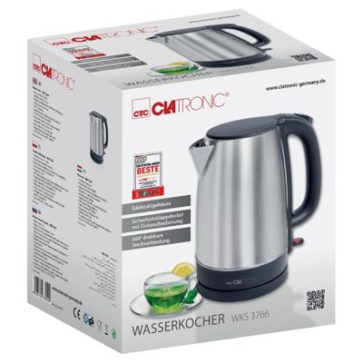 Clatronic WKS 3766 waterkoker 1,7 l 2200 W Zwart, Roestvrijstaal