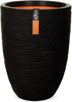 Capi nature elegant laag rib nl kunststof bloempot 46x58 cm zwart - thumbnail