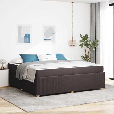 Bedframe met matras met matras Donkerbruin 200 x 200 cm Stof