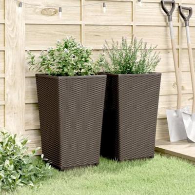 VidaXL Plantenbakken 2 st 32,5x32,5x57 cm polypropeen bruin