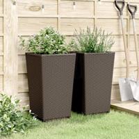 VidaXL Plantenbakken 2 st 32,5x32,5x57 cm polypropeen bruin - thumbnail