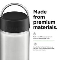 Klean Kanteen Classic Wide 800ml/27oz + Ringdop Drinkfles Brushed Stainless 800ml - thumbnail