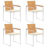 Tuinstoelen 4 st met kussens massief teakhout - thumbnail