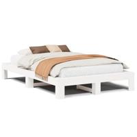 Bedframe zonder matras massief grenenhout wit 120x200 cm - thumbnail