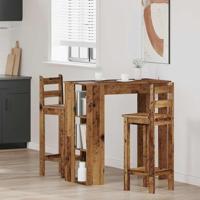 Bartafel met schap 102x50x103,5 cm bewerkt hout oud houtkleurig - thumbnail