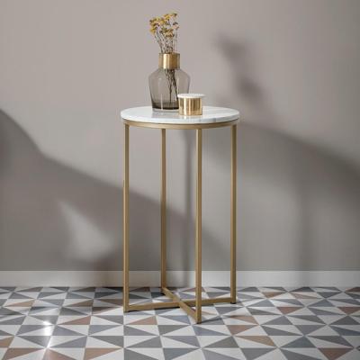 Kave Home Ronde Bijzettafel 'Sheffield' Wit marmer / goud, Ø43cm