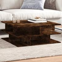 Salontafel 70x70x29 cm bewerkt hout gerookt eikenkleurig - thumbnail