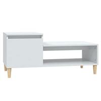 Salontafel 100x50x45 cm bewerkt hout hoogglans wit - thumbnail