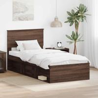 Bedframe met hoofdeinde Bruin Eiken 75 x 190 cm Bewerkt hout - thumbnail