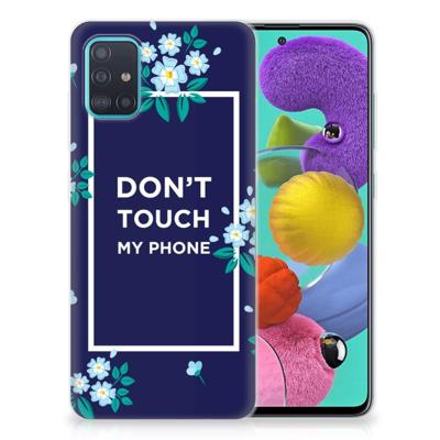 Samsung Galaxy A51 Silicone-hoesje Flowers Blue DTMP Samsung Galaxy A51 Silicone-hoesje Flowers Blue DTMP