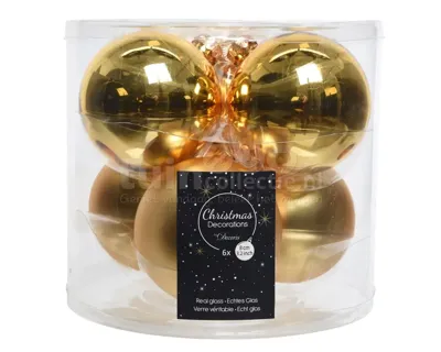 Kerstballen Glas Ø8cm Goud 6st