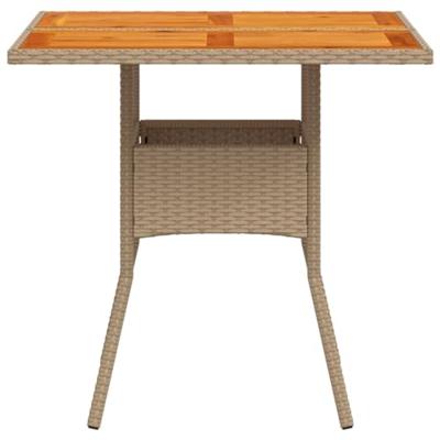 Tuintafel 80x80x75 cm poly rattan en acaciahout beige