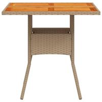 Tuintafel 80x80x75 cm poly rattan en acaciahout beige - thumbnail