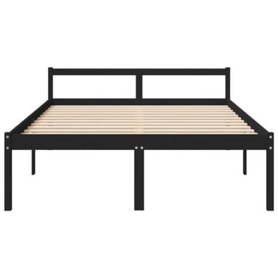 Seniorenbed massief grenenhout zwart 150x200 cm