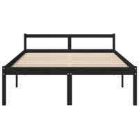 Seniorenbed massief grenenhout zwart 150x200 cm - thumbnail