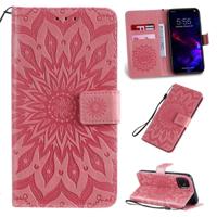 Gedrukt afdrukken zonnebloem patroon horizontale Flip PU lederen case voor iPhone XIR 2019 met houder & kaartsleuven & portemonnee & Lanyard (roze) - thumbnail