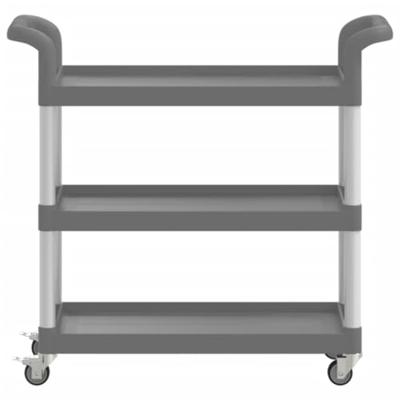 Trolley 3-laags 77x34x72 cm aluminium grijs
