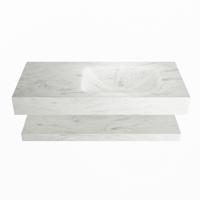 MONDIAZ ALAN-DLUX 100cm planchet Opalo. Vrijhangende wastafel CLOUD rechts 1 kraangat, kleur Opalo. - thumbnail