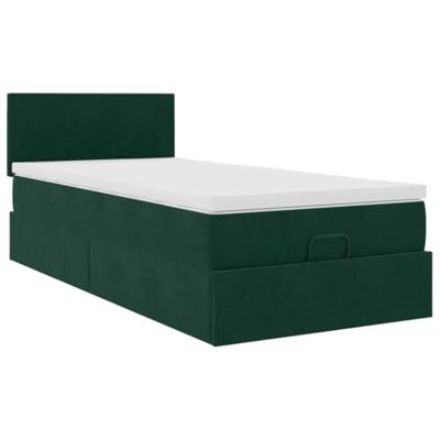 Ottoman bed met matras 100x200 cm fluweel donkergroen