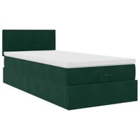 Ottoman bed met matras 100x200 cm fluweel donkergroen - thumbnail