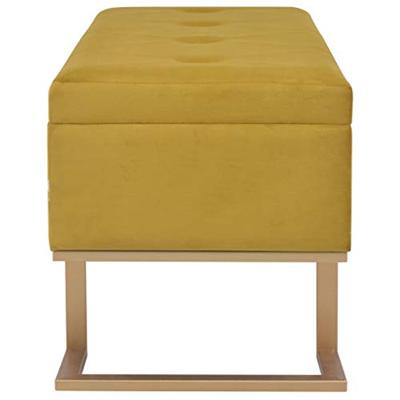 VidaXL Bankje met opbergvak 105 cm fluweel mosterdkleurig VidaXL Bankje met opbergvak 105 cm fluweel mosterdkleurig