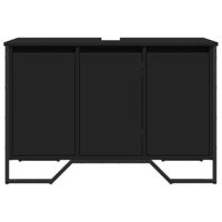 Wastafelkast 91x35x60 cm bewerkt hout zwart - thumbnail