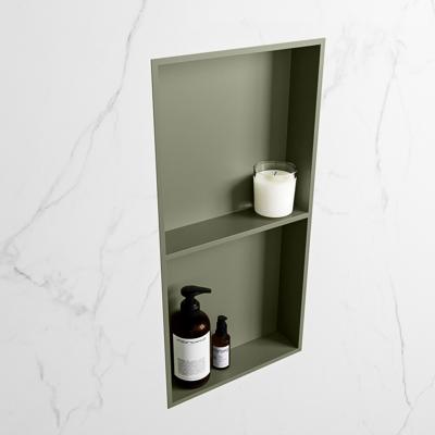 MONDIAZ EASY Nis 59,5x29,5cm in solid surface kleur Army | Army. 2 vakken geschikt voor in- of opbouw MONDIAZ EASY Nis 59,5x29,5cm in solid surface kleur Army | Army. 2 vakken geschikt voor in- of opbouw