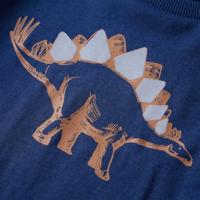 Kindershirt met lange mouwen dinosaurusprint 104 marineblauw - thumbnail