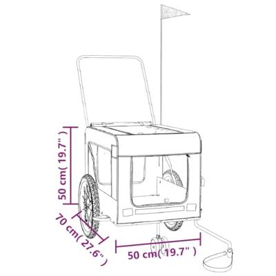 Hondenfietstrailer oxford stof en ijzer blauw en zwart - thumbnail