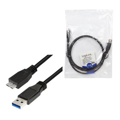 LogiLink CU0026 USB-kabel USB 3.2 Gen1 USB-A stekker, USB-micro-B 3.0 stekker 1.00 m Zwart